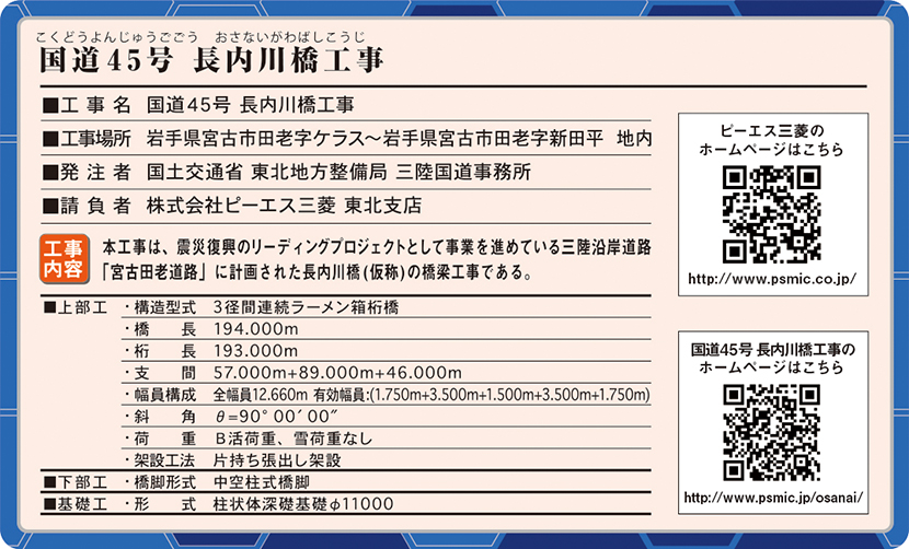 国道45号 長内川橋工事岩手県